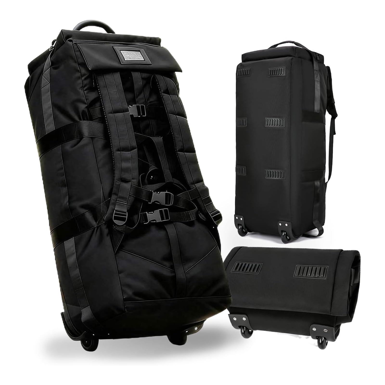 Bolsa de Viaje Plegable con Ruedas 90L, 3 en 1 Mochila con Ruedas, Bolsa de Deporte, Trolley Bolsas de Viaje, Tejido Oxford Impermeable, Ruedas 360°, para Camping, Viajes, Deporte (80x33x30 cm)