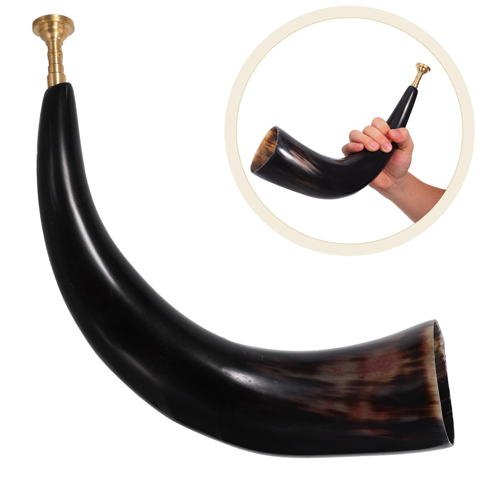 Corno Vichingo in Vero Corno di Bue Nero, Accessorio Portatile per Cosplay e Feste Pirata Tonalità Risonante e Design Ispirato al Cowboy Storico