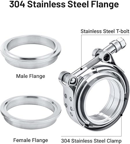 Miniatura 3 de EVIL ENERGY Abrazadera de banda en V de 2.25 pulgadas con brida macho hembra de acero inoxidable 2 piezas