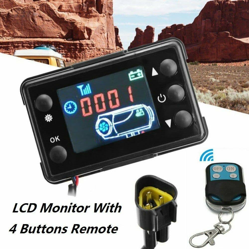Riloer LCD per riscaldatore di parcheggio, controller del riscaldatore,con controller dell'interruttore display LCD, riscaldatore d'aria diesel per camion per auto, mini portatile universale (12/24V)