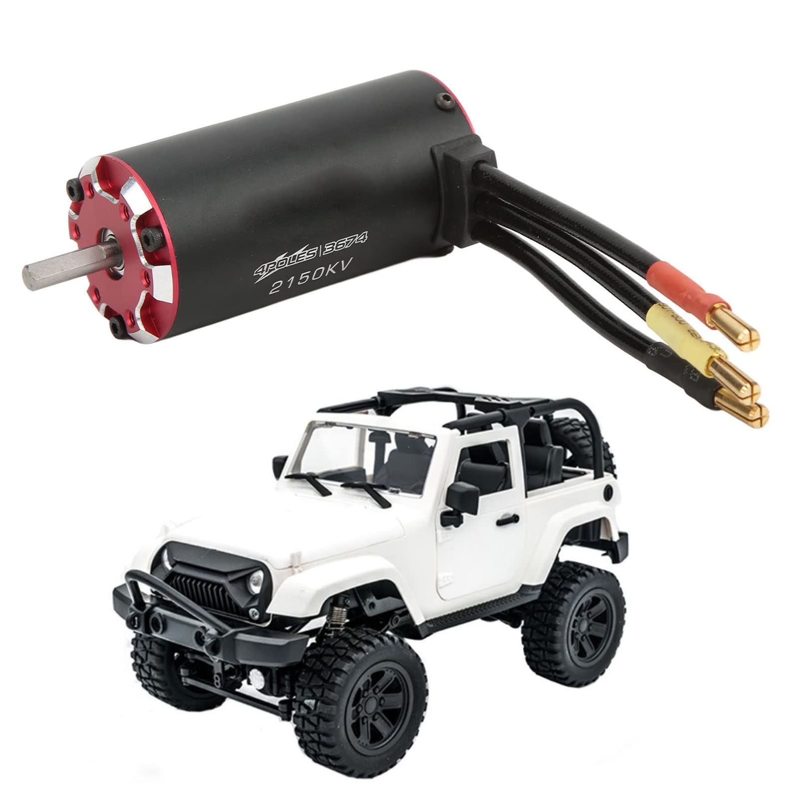 Silnik bezszczotkowy 3674 2150KV, bezszczotkowy silnik naddźwiękowy 4 z portem czujnika temperatury do samochodów z pilotem 1/8 i 1/10.