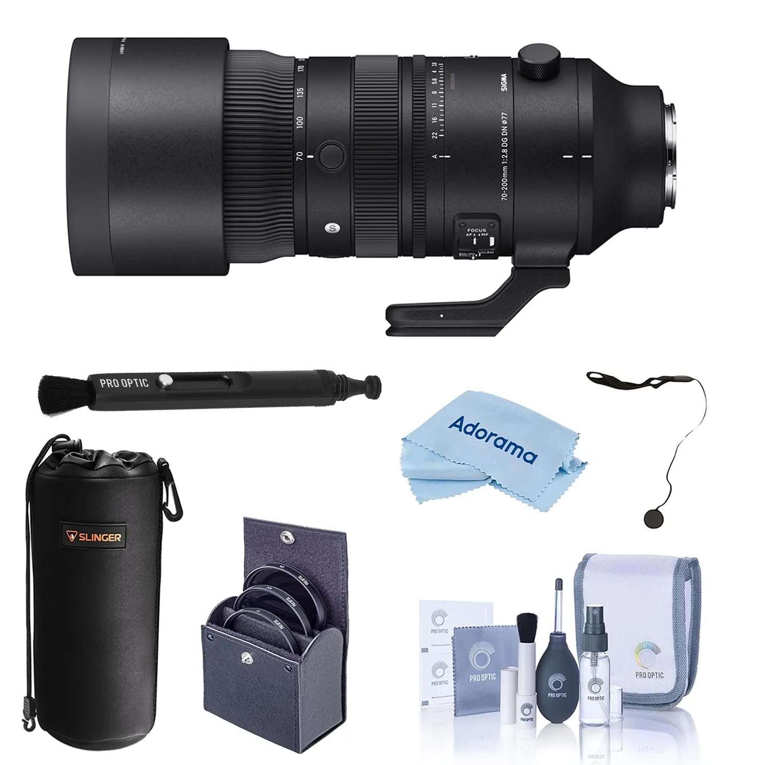 - 70-200mm f/2.8 DG DN OS Sports Lens for Sony E, Bundle with Lens Case, Filter Kit, Lens Cap Tether, Cleaning Kit and Cleaning Cloth, 4 Year Limited Warranty