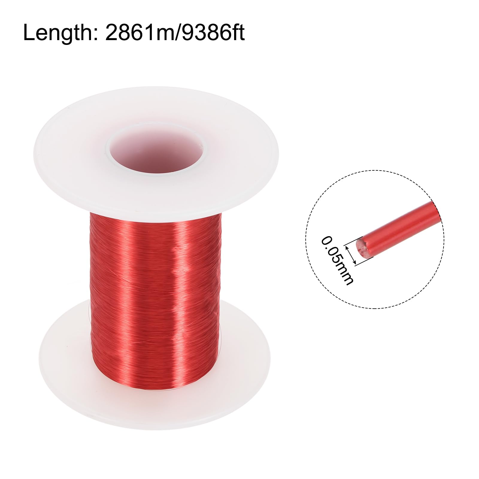 QUARKZMAN Alambre Esmaltado de Cobre 0.05mm 9386 Pies 50g Grado F 155°C para Bobinados Transformadores