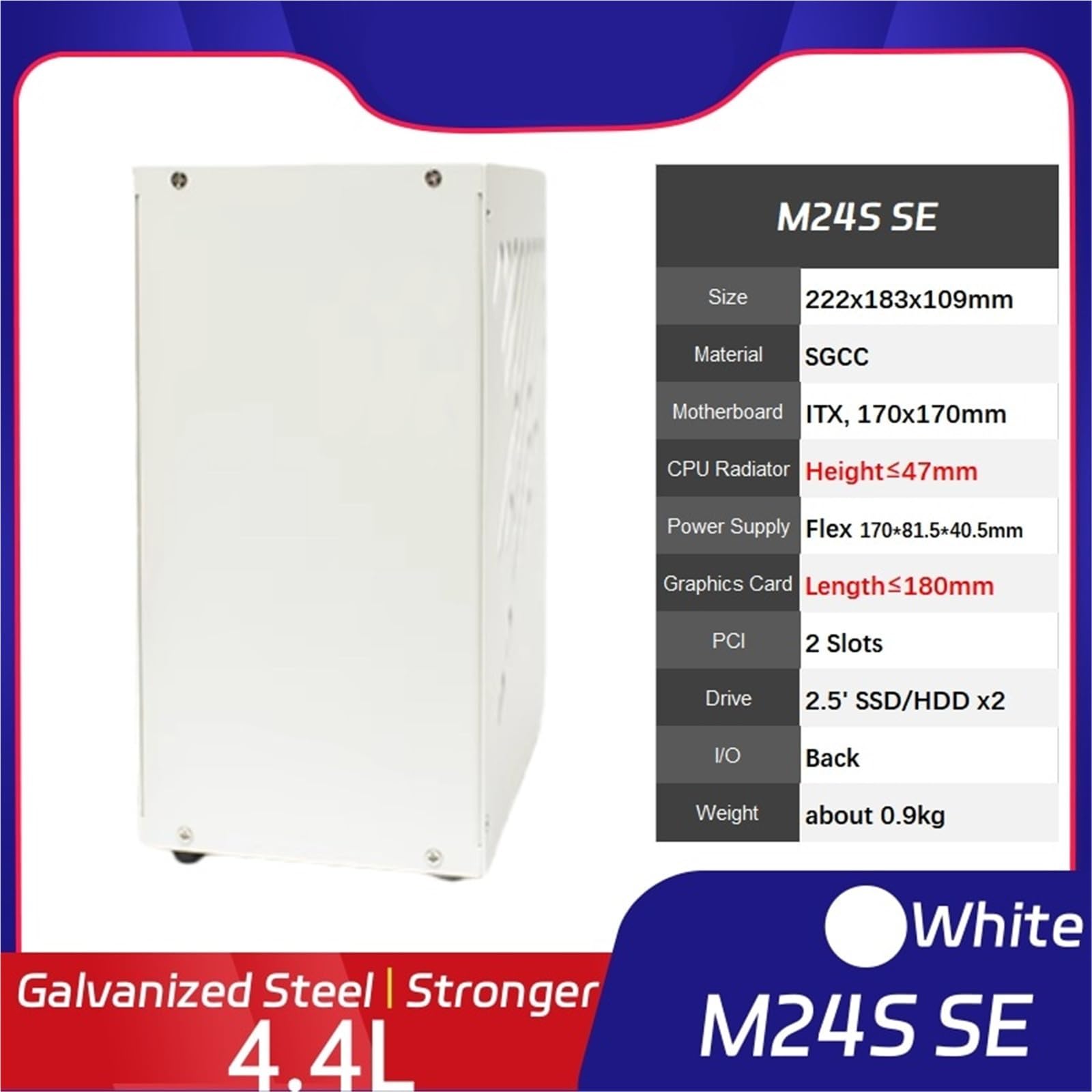 Amazon.com: EWAIDI 4.4L M24 Mini ITX A4 Chassis 180mm Graphics