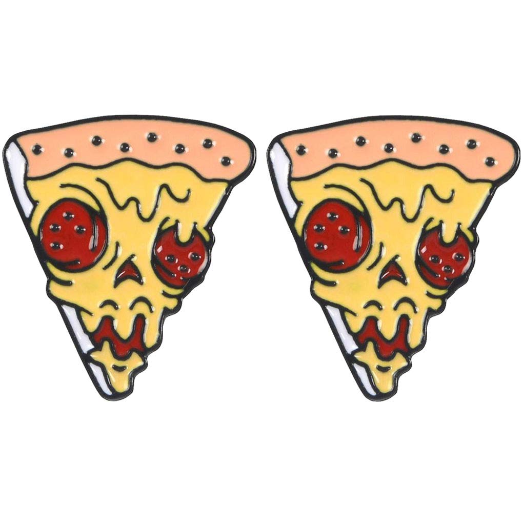 CharmartPizza Lapel Pin 2 Piece Set Food Enamel Brooch Pins Accessories Badges Gifts