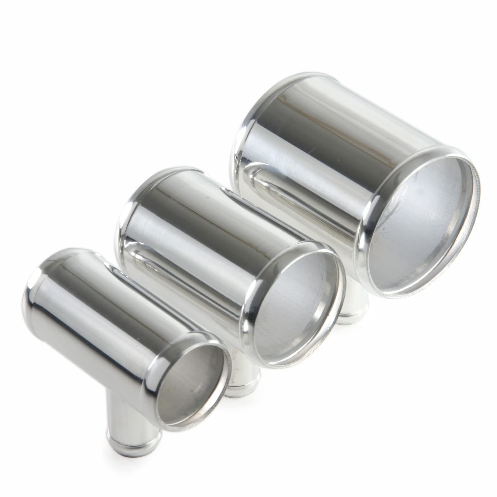ALU-ROHR T-STÜCK AD-Ø 45mm Abgang 30mm glänzend T Verteiler poliert | AUSWAHL & GRÖSSEN - Ø 200mm | Aluminium Rohr Abzweig Splitter Schlauch-Verbindung Adapter Kupplung DIN 40501 & EN AW-6063 | 300°C