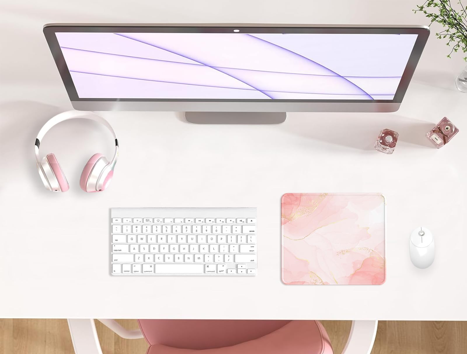 Alfombrilla Ratón Reposamuñecas,Gaming Mouse Pad Ergonómica con Apoyo de Gel,Alfombra Raton para Ordenador,reposamuñecas Raton con Base de PU Antideslizante (13-Oro Blush)