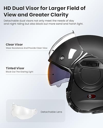 Miniatura 3 de ILM Casco modular de motocicleta vintage de cara completa para adultos y hombres, ATV UTV con protector de barbilla reversible de 180 DOT modelo