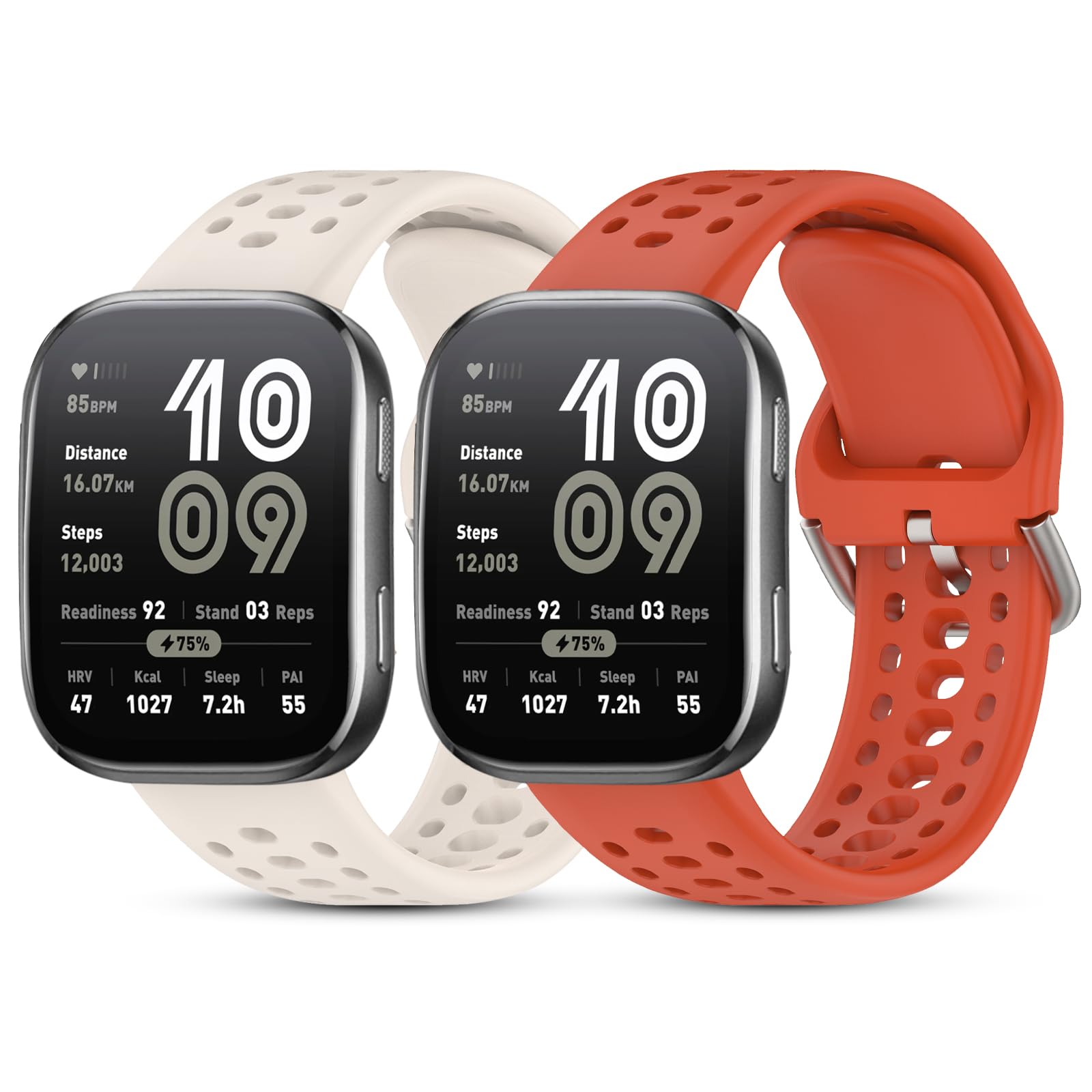 SenMore 2 Piezas 22mm Silicona Correa Compatible con Amazfit Bip Max/Bip 6/Bip 5/Amazfit Cheetah/Amazfit Cheetah Pro/Amazfit Balance, Ajustable Pulseras de Repuesto para Amazfit Bip 6.(No host)
