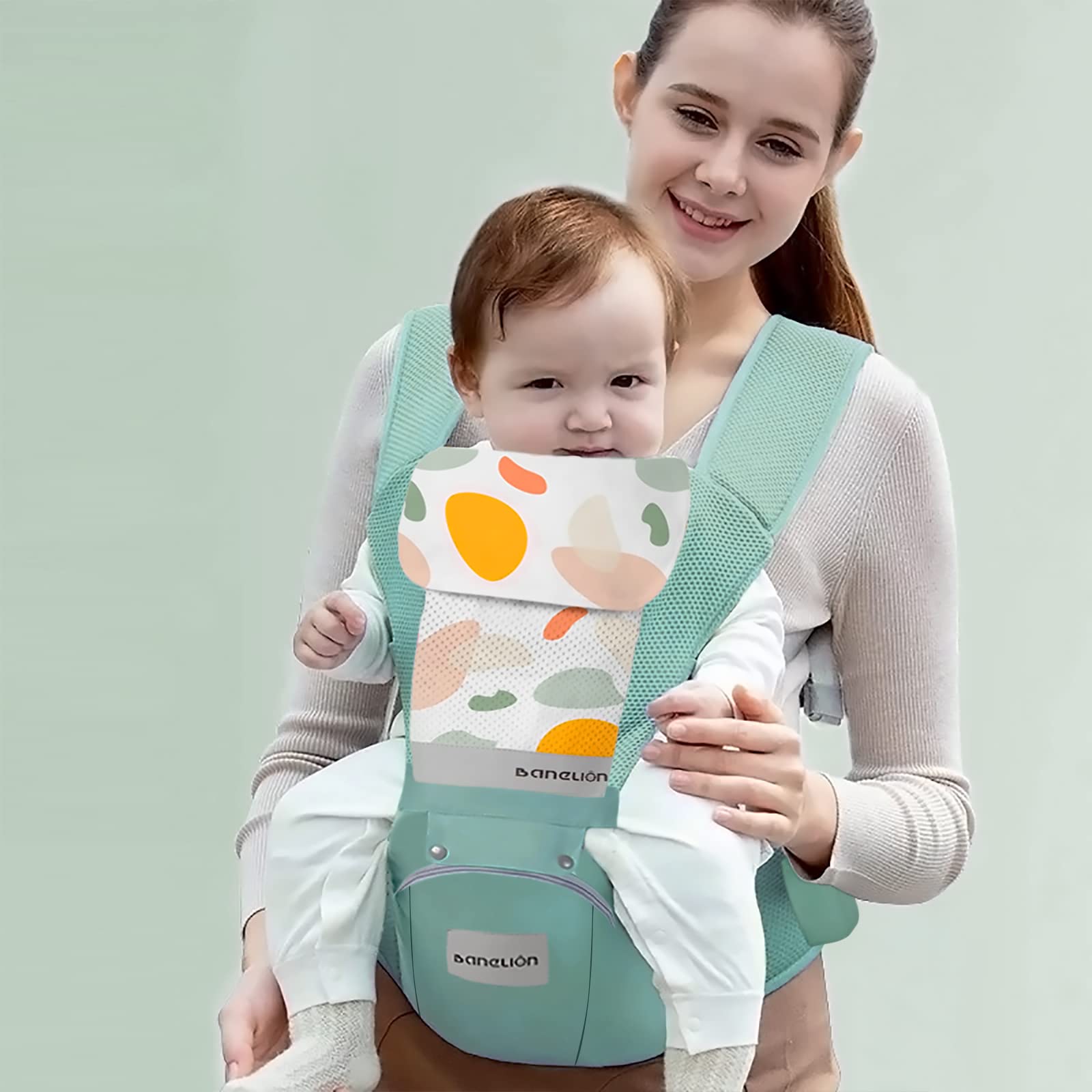 SONARIN Marsupio Neonati Ergonomico con Sedile,3D Air Mesh Portantina Traspirante Multifunzione Porta Bambino,Regolabile per Neonati e Bambini 0-36 Mesi,Tutte le Posizioni(Verde)