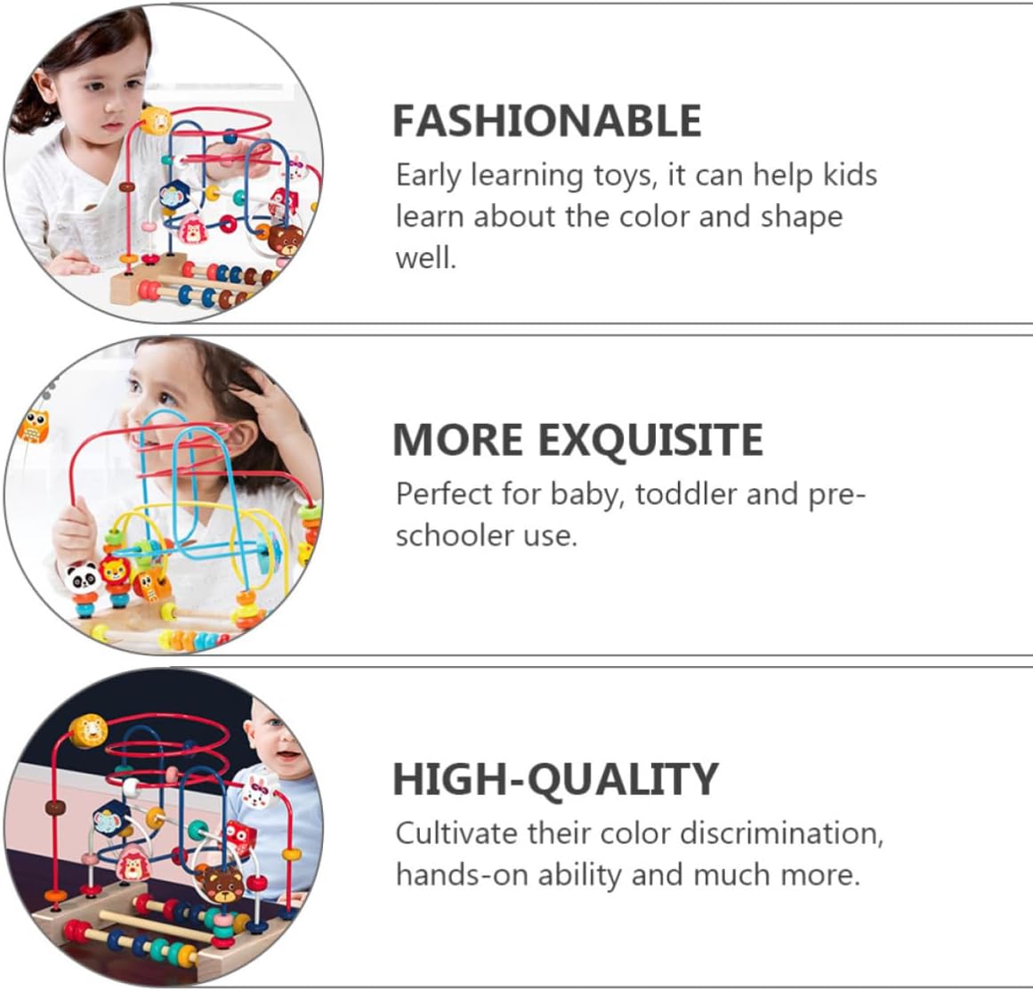 minkissy Early Educational Bead Maze and Preschoolers with Wood and Stainless Steel Materials to Cultivate Color Discrimination and Stimulate Imagination Birthday Gift