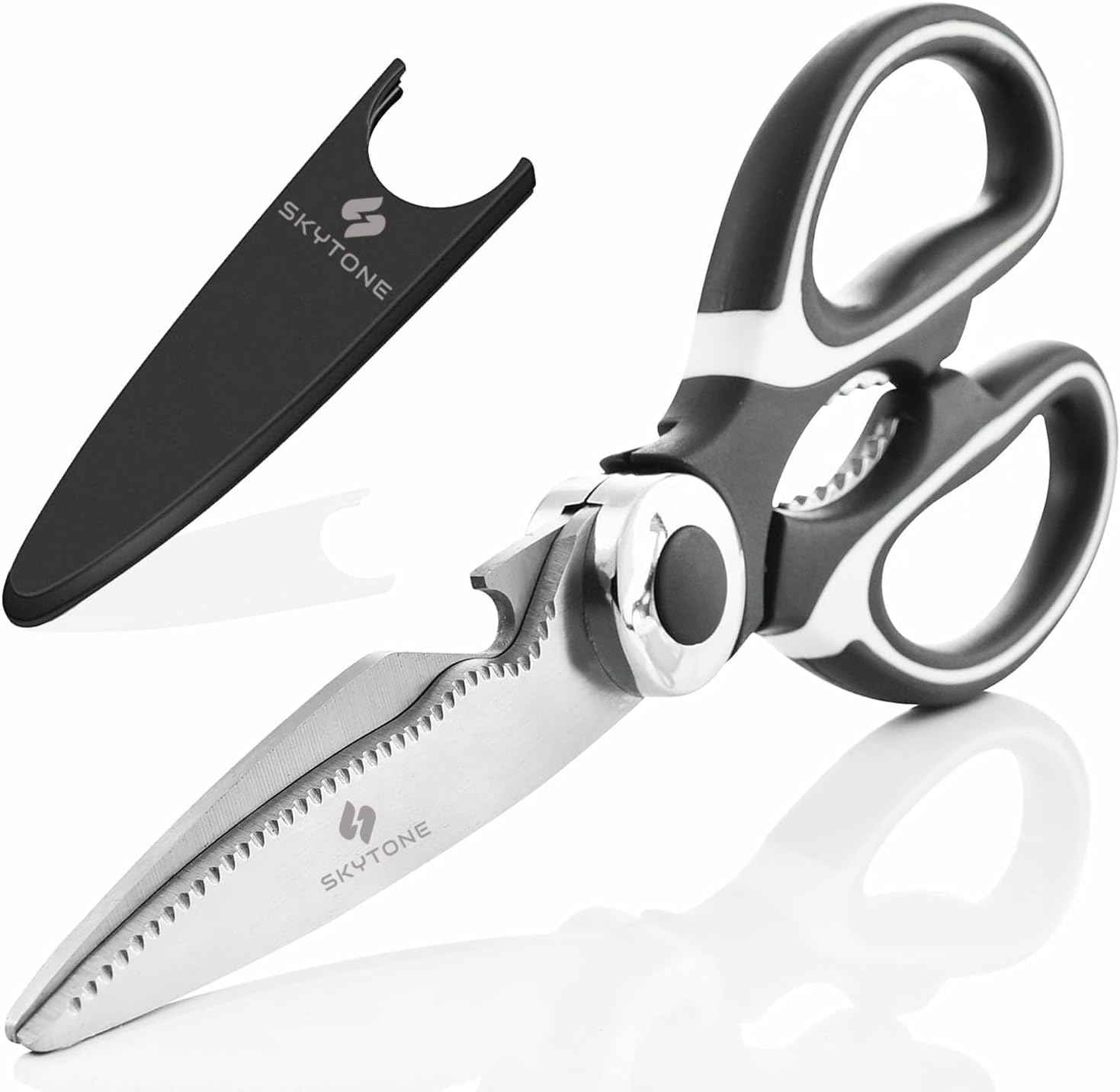 SKYTONE Kitchen Scissor, Scissors for Kitchen Use Home, food scissors,Premium Stainless Steel Solid Kitchen Shears for Meat, Seafood, Chicken, Vegetables, Herbs, BBQ, Bottle Opener
