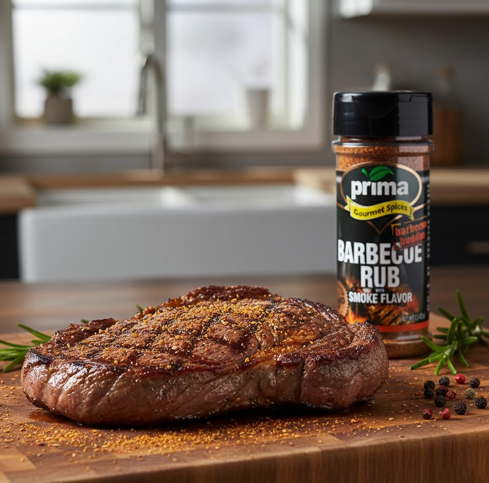Prima Gourmet Barbecue Dry Rub, 2.5 OZ – Kosher-Certified Spice Blend with Natural Hickory Smoke Flavor for Grilling, Smoking & Roasting - Image 2