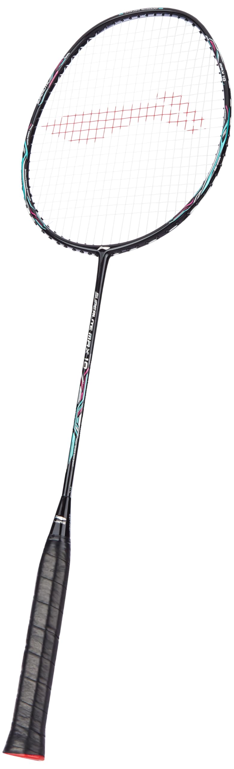 Li-Ning G-Force Superlite Max 10 Carbon Fibre Badminton Racket with Free Full Cover(80 Grams, 28 Lbs) (Black/Silver/Cyan)