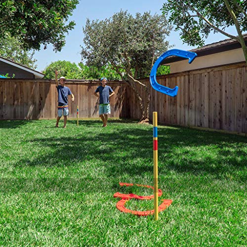 Image of GoSports Giant Horseshoes Set - Made from Durable Plastic with Wooden Stakes