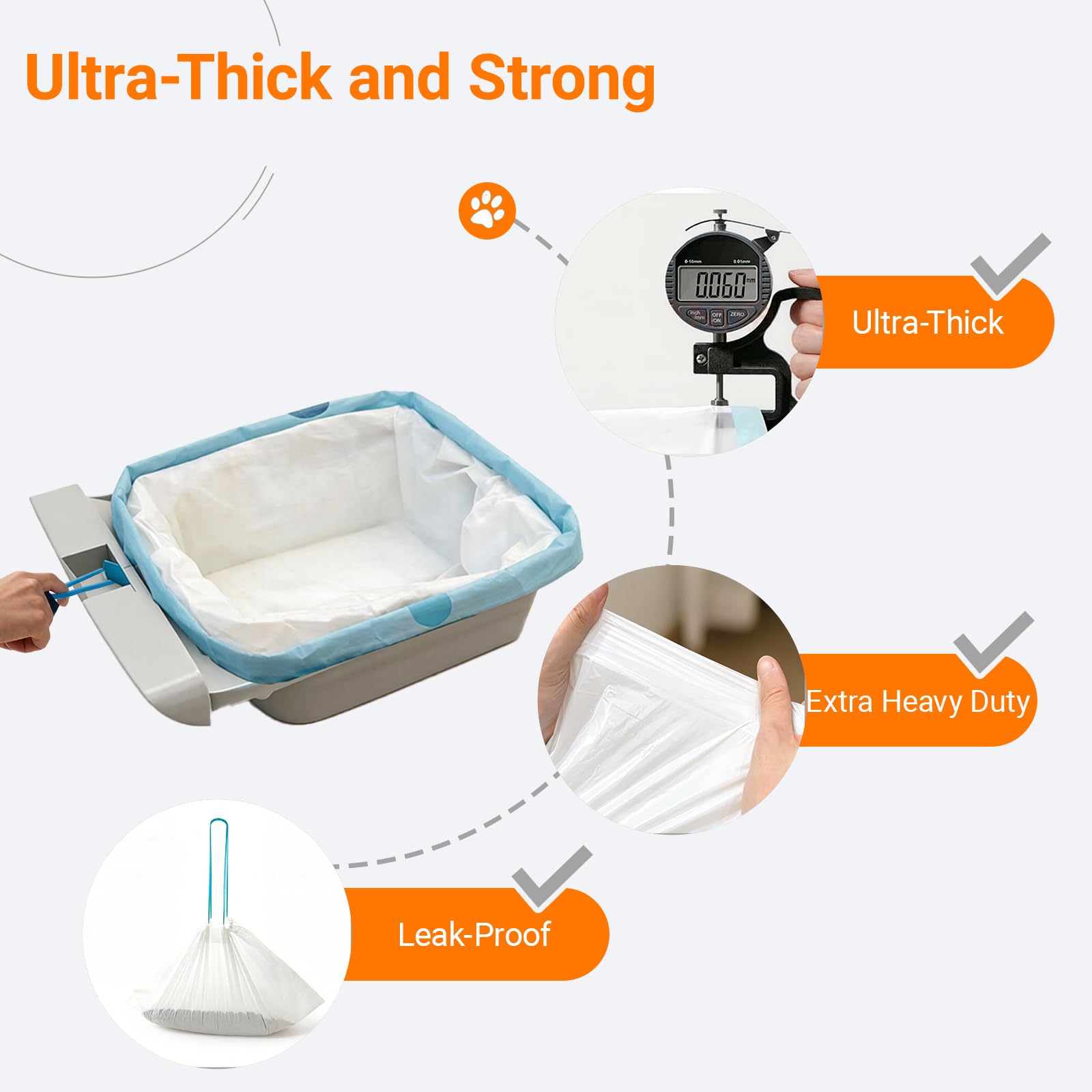 Bolsas de arena automáticas para gatos compatibles con Neakasa PetPivot y similar caja de arena abierta autolimpiante para gatos, 120 unidades, cordón resistente, a prueba de fugas, 27 x 13 pulgadas