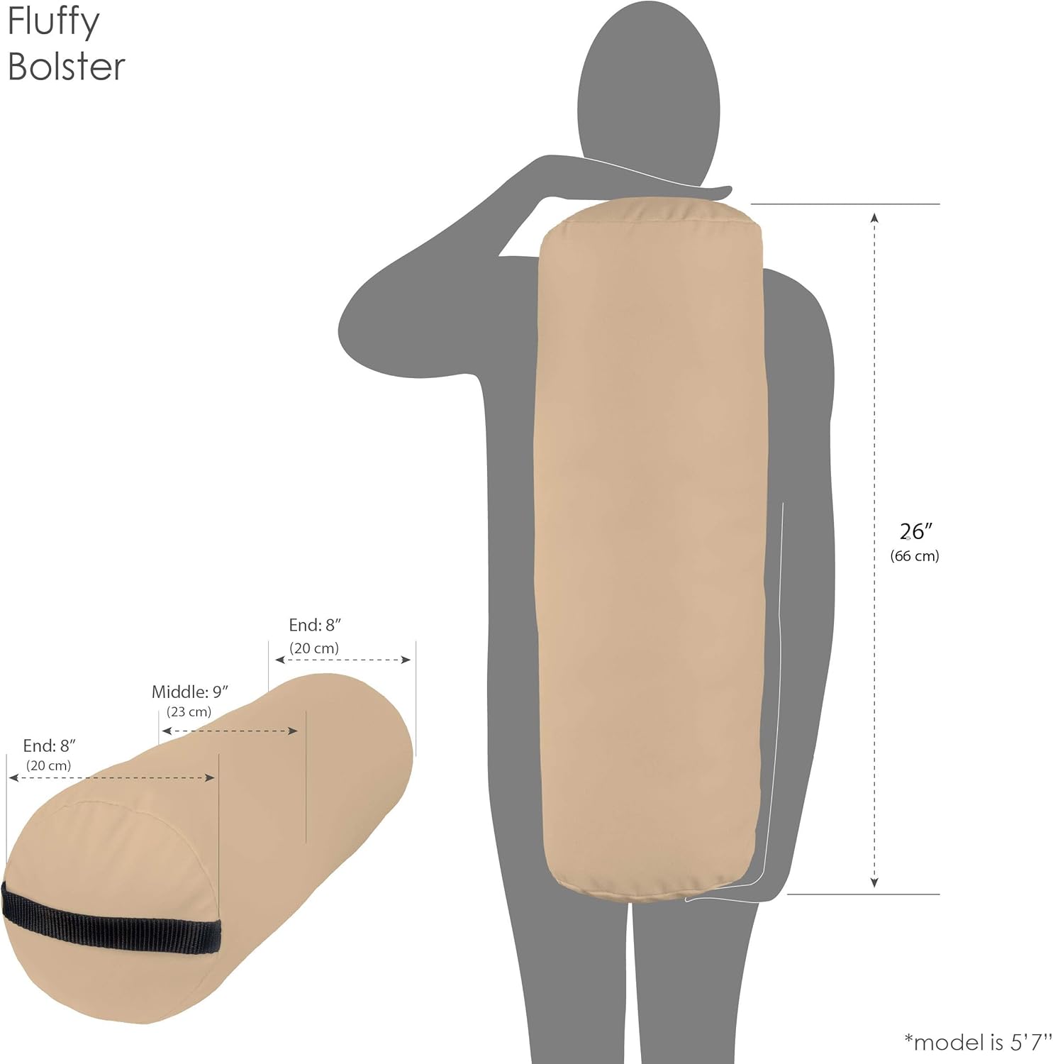 EARTHLITE Bolster Pillow Fluffy – Soft Filling, Durable, Easy to clean 100% PU Upholstery incl. Strap Handle/Professional Quality CFC-FREE/Back Pain Relief, Black : Beauty & Personal Care