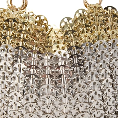 Image of Novelty Metal Sequins Purse Hollow Out Metallic Evening Bag Glittering Ladies Crossbody Bag Beaded Bag for Party