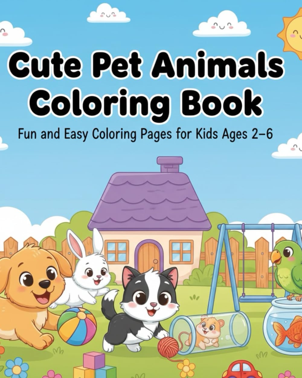 Cute Pets Coloring Book: Adorable Pet Animals to Color for Little Kids