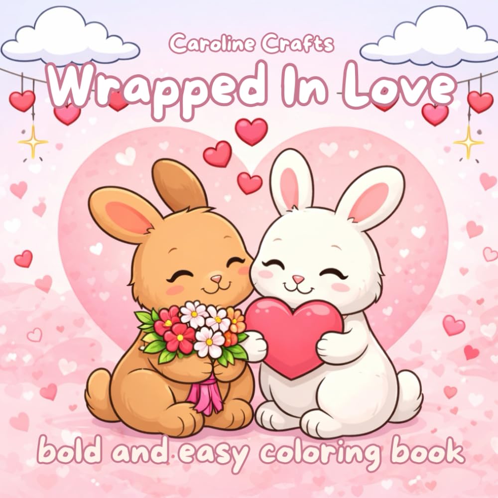Wrapped in Love: A Cute Valentine’s Day Coloring Book for Adults and Teens Bold & Easy Romantic Coloring Pages with Adorable Animals, Hearts, and Sweet Love Scenes – Perfect Gift for Valentine’s Day