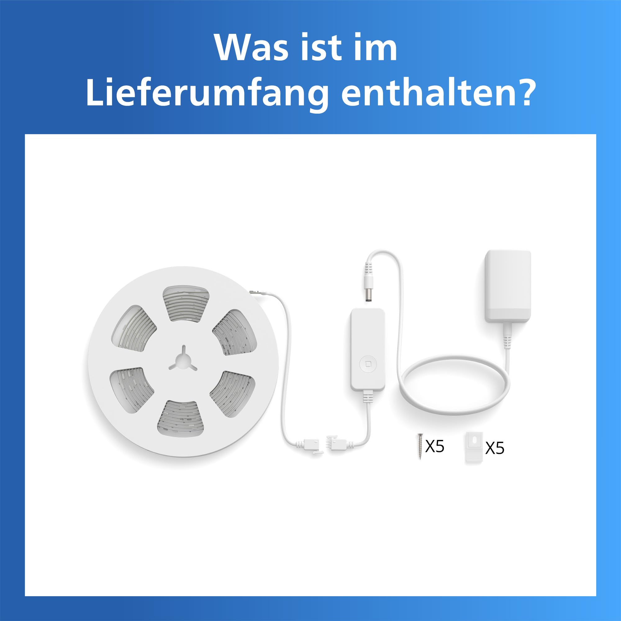 Philips Smart Lighting RGB-LED-Streifen, 5 m, Typ C, 16 Mio. Farben, Voreingest. Lichtmodi, Zuschneidbar, Einf. Einrichtung, Kompatibel m. WLAN, Connected by WiZ, Google Home, Alexa, Apple Home