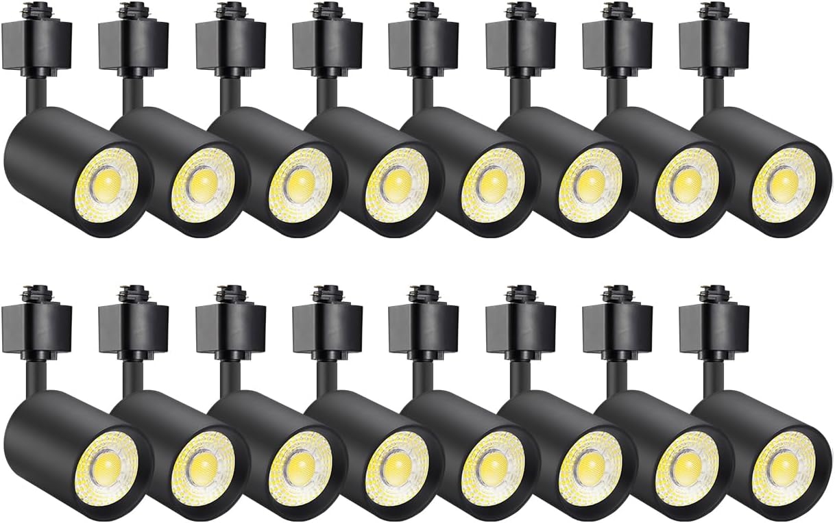 VANoopee 16-Pack 10W Dimmable LED Track Lighting Heads H Type Track Light Replacement Fixtures Bright 3000K Warm White Ceiling Spotlight for Accent Task Art, Flicker Free CRI90+ 24° 800lm Black Black 3000K