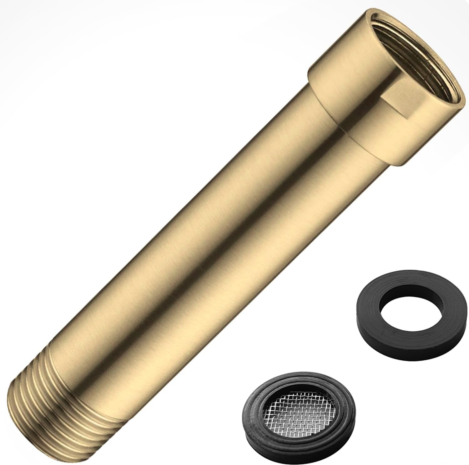 HOMYEP Shower Arm Extender 4 Inch Straight Extension Pipe Arm for Rainfall and Handheld Shower Head, Female to Male NPT 1/2 Inch, Brushed Gold
