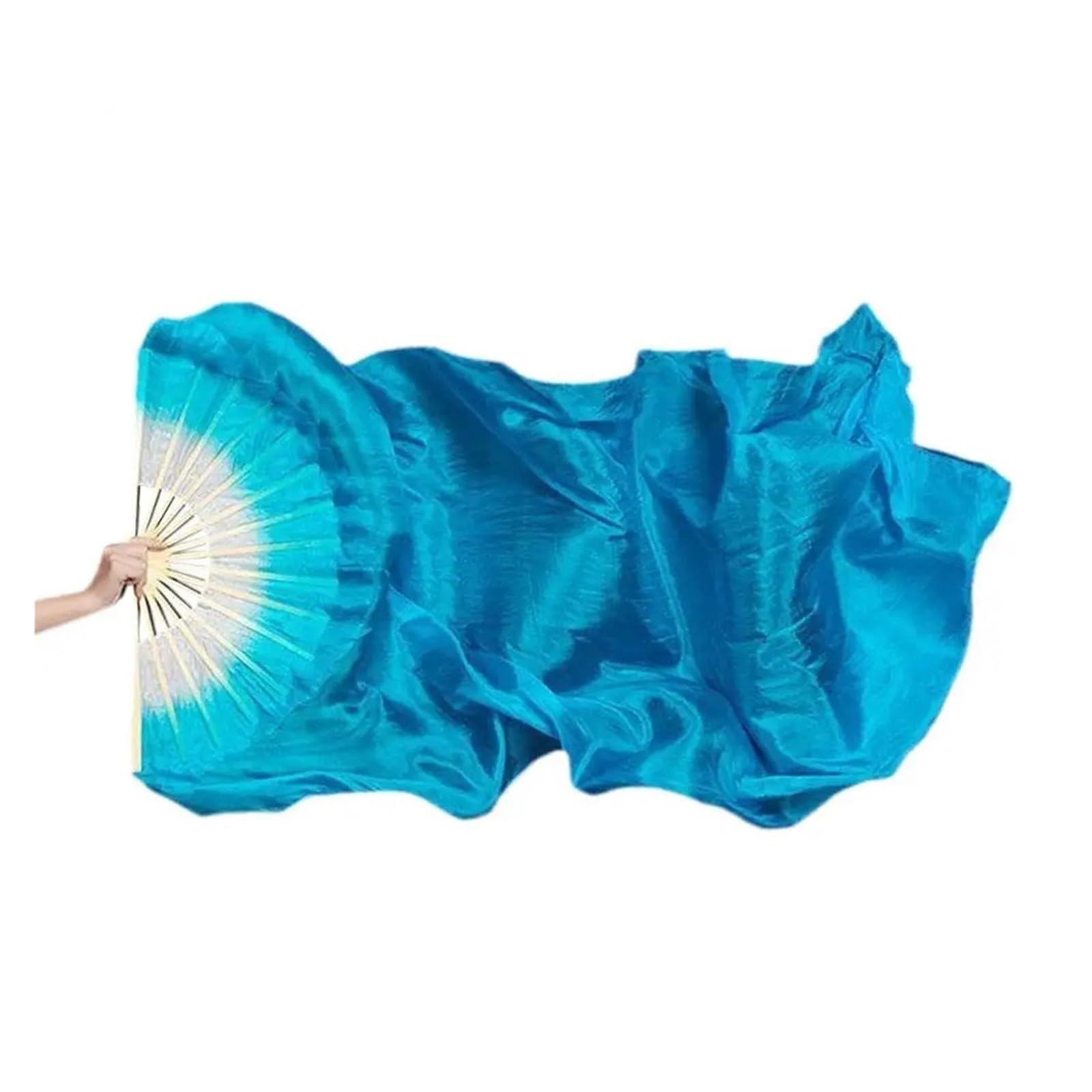 Tai Chi Fan 120cm Length Dancing Fan Women Belly Gradient Color Dancer Practice Long Imitation Dance Props Silk Fans for Fitness(Color 04)