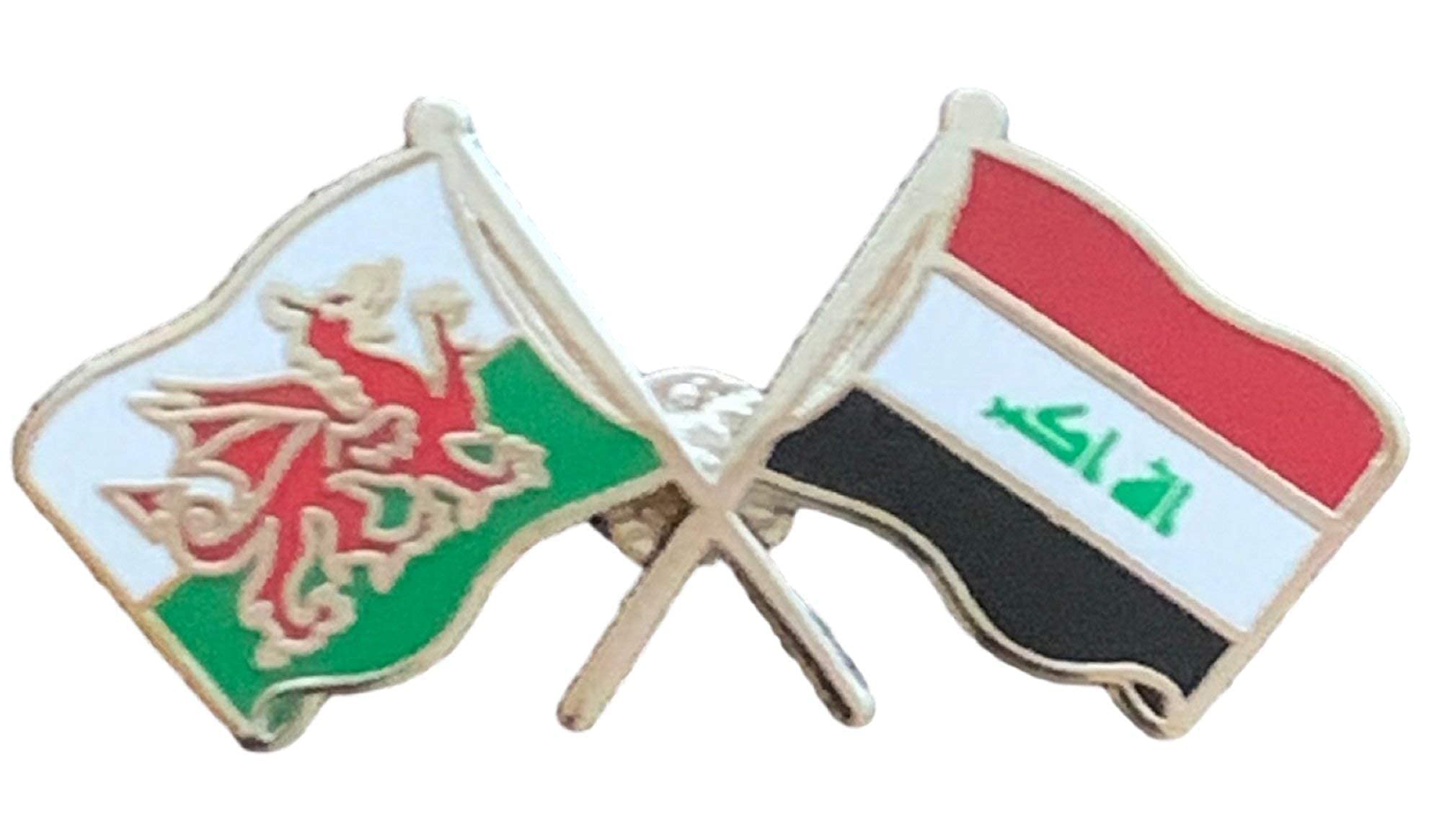 emblems gifts Wales & Iraq Flags Friendship Courtesy Enamel Lapel Pin Badge T1275