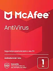 McAfee AntiVirus Protection | 1 PC (Windows) | Software de segurança cibernética inclui proteção antivírus, software de segurança da Internet | Assinatura de 1 ano | Cartão-chave