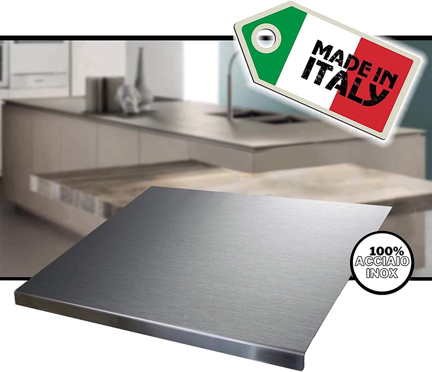 Tagliere Cucina Acciaio Inox Spianatoia Professionale Acciaio Inossidabile Piano Lavoro Per Cucina Bar Ristorante Impastare Pizza Pane Dolci Made In Italy MISURA L