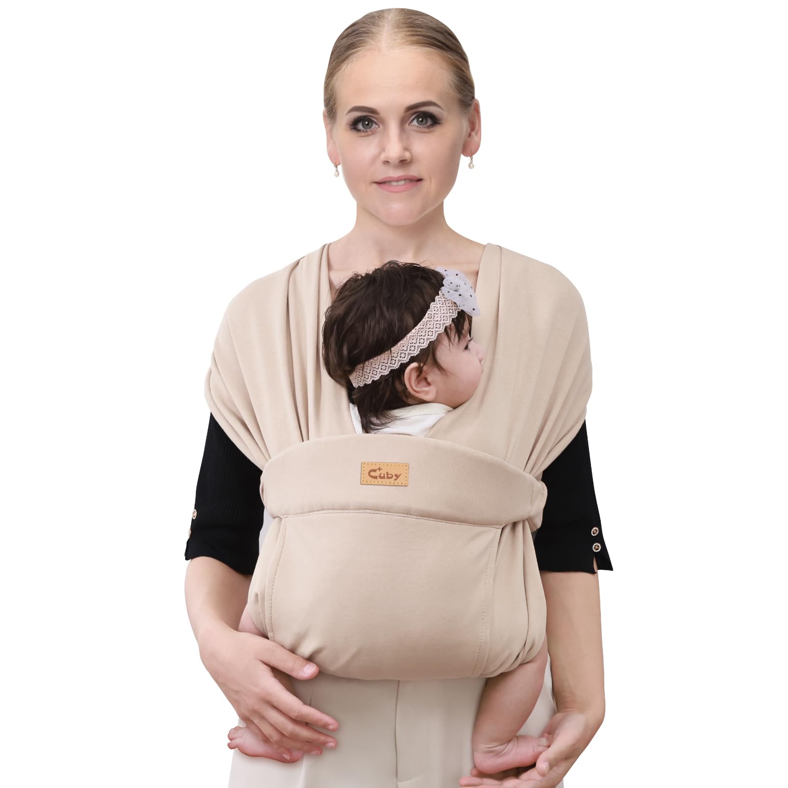 CUBY Babytrage mit halber Schnalle, ergonomische Schmetterlingsrückenform, verstellbare Kopf-Nackenstütze, Känguru-Front-Rucksack mit Kopfbedeckung, Kleinkind, Neugeborenenen-Sling bis zu 15,9 kg