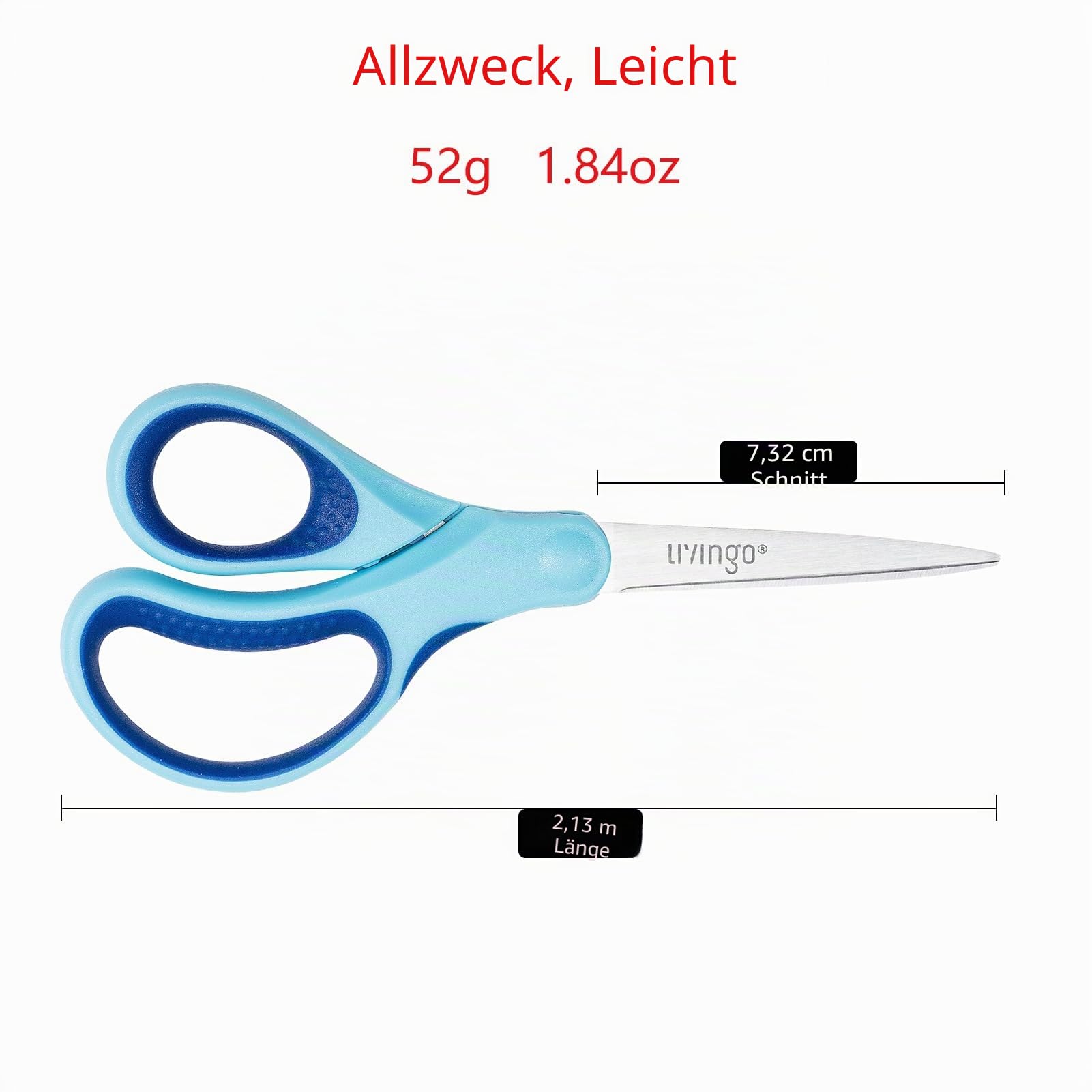 LIVINGO 3er Set Schülerschere 17,8 cm (Edelstahl) - Scharfe Spitze, Rutschfester Griff für Rechtshänder, Mehrzweck-Schere für Schule, Handwerk & Büro (Blau/Grün/Gelb)
