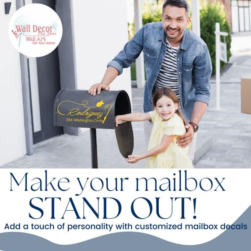 Miniatura 2 de Calcomanías de vinilo para buzón de correo, caña de pescar con letras personalizadas con nombre y dirección personalizada, juego de 2