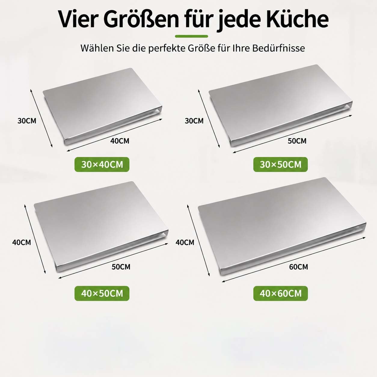 Stainless Steel Cutting Board with Lip, Katori Titan Schneidebrett, Dick Titanium Cutting Board, Leicht zu Reinigen, Zum Schneiden von Gemüse und Fleisch (L(40 * 50CM))