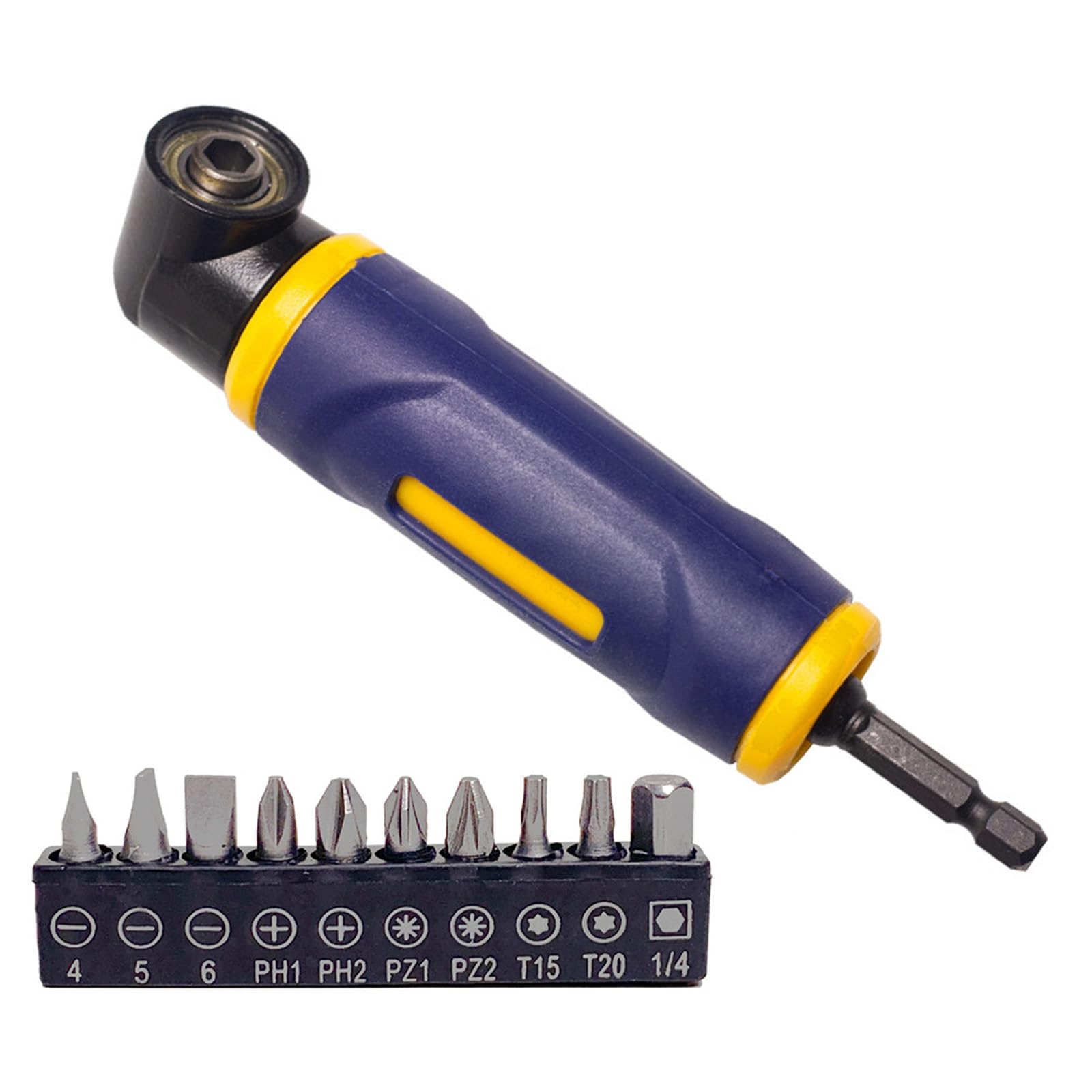 Hsioluted Blue Strength 90Degree Angles Drill Adapter Compactly Design 1 / 4In Hexagonal Shank For Professional Home Improvement Use Tight Space