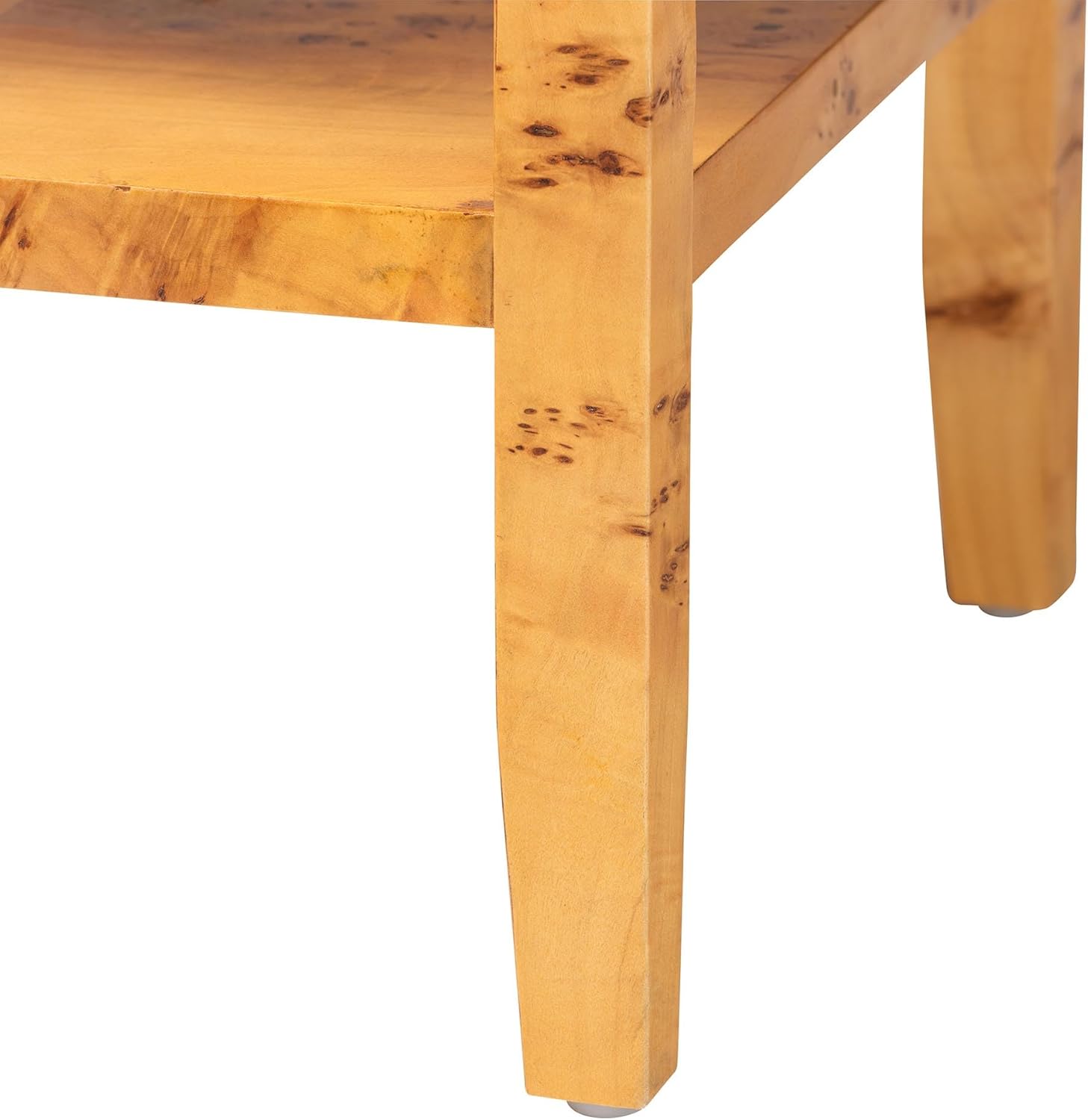 bali & pari Ghina Modern and Contemporary Real Mappa Burl Wood 1-Drawer Nightstand