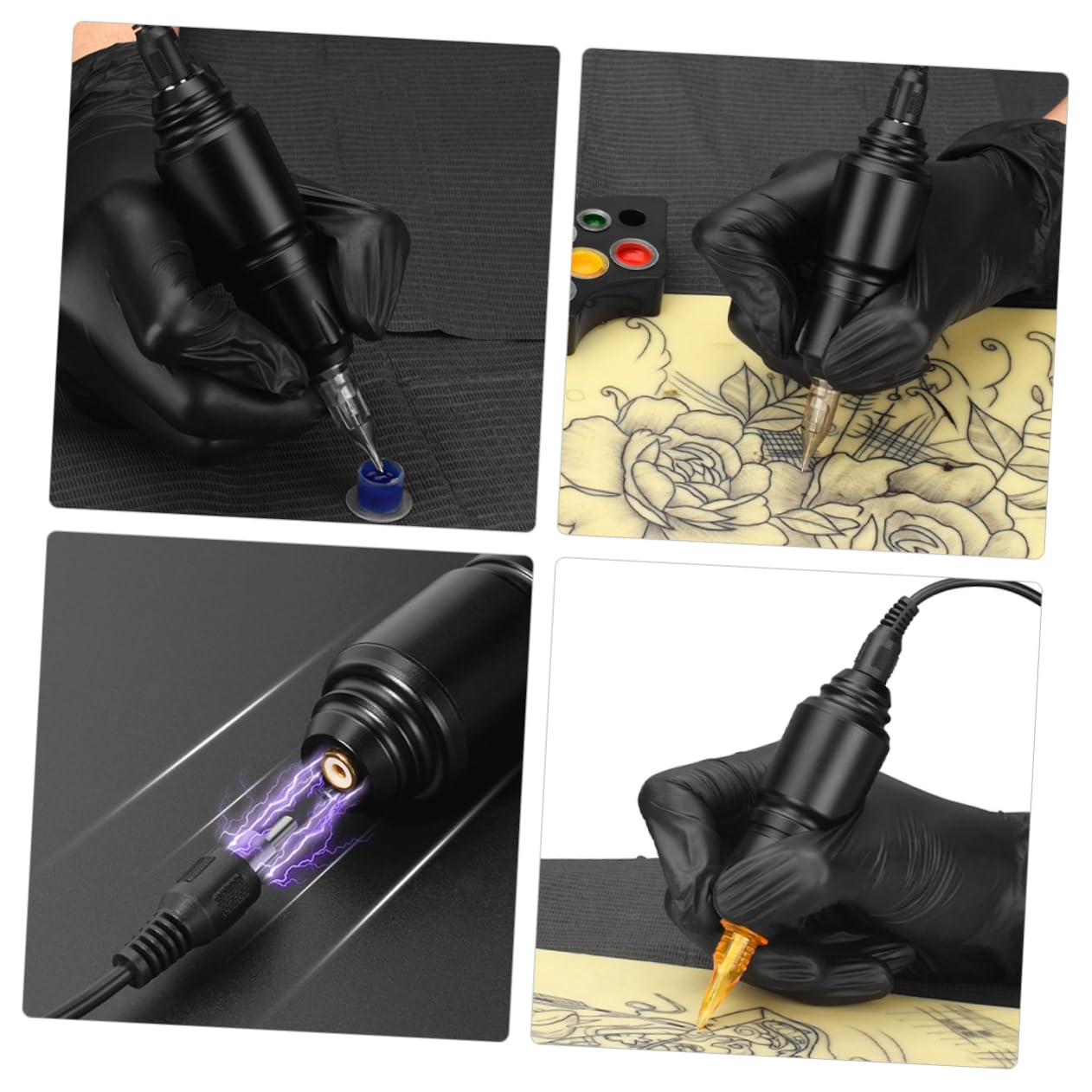 Rotations Tätowierstift aus Aluminiumlegierung Tragbar 5-10 V für Selbstgemacht Tattoos der Haut Kompaktes Modell in Schwarz