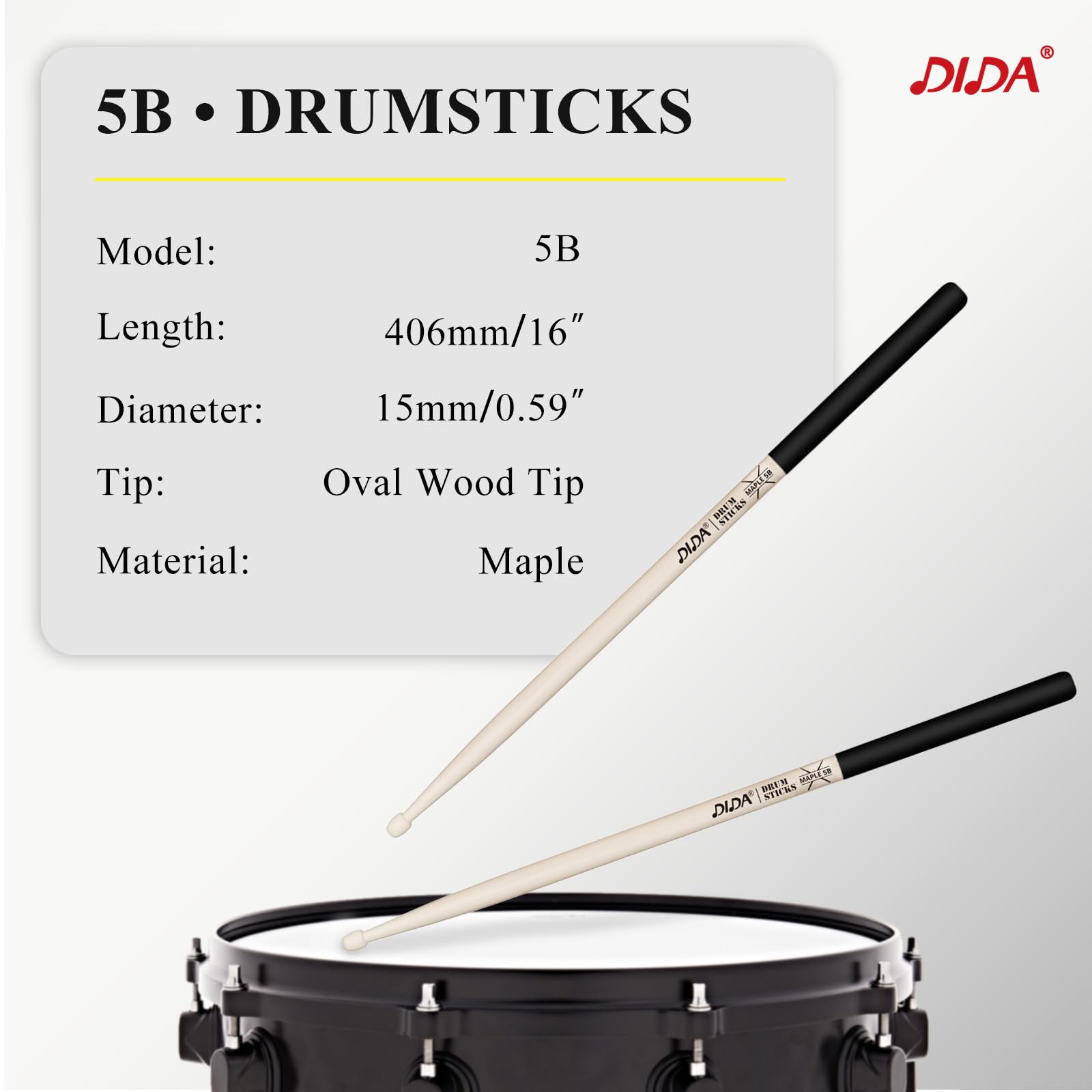 Drum Sticks for Drums Natural Solid Wood丨Weight Balanced丨Non-Slip Grip, Live Performance & Drum Kit Practice Accessories - Image 2