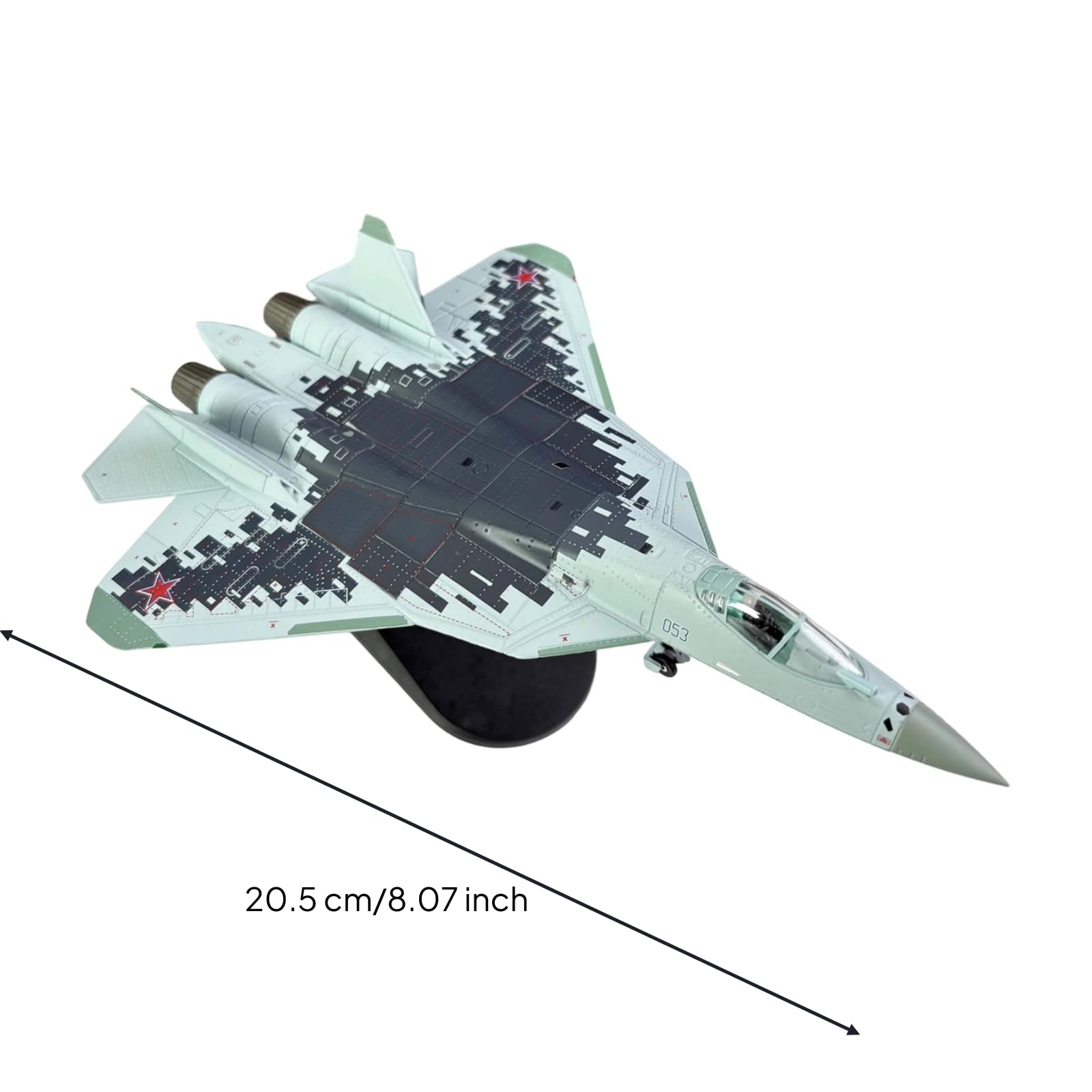 Modello Aereo da Esposizione Modello Aereo da Collezione Jet da Caccia Riproduzione Statico Miniatura con Supporto in Lega E Dettagli Della Fusoliera, SU57 Mimetico Digitale Standard