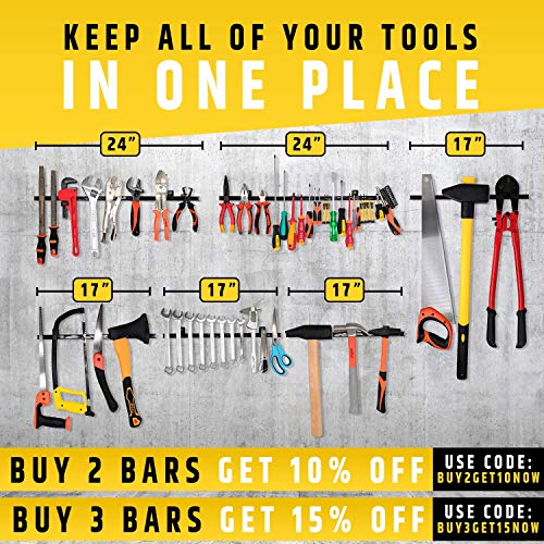 17" Heavy-Duty Magnetic Tool Holder (Upgraded Version) - Extremely Powerful Magnetic Pull Force To Hold Heavy Tools - Professional Space-Saving Magnetic Tool Bar - Metal Tool Organizer Rack/Strip #TOP1