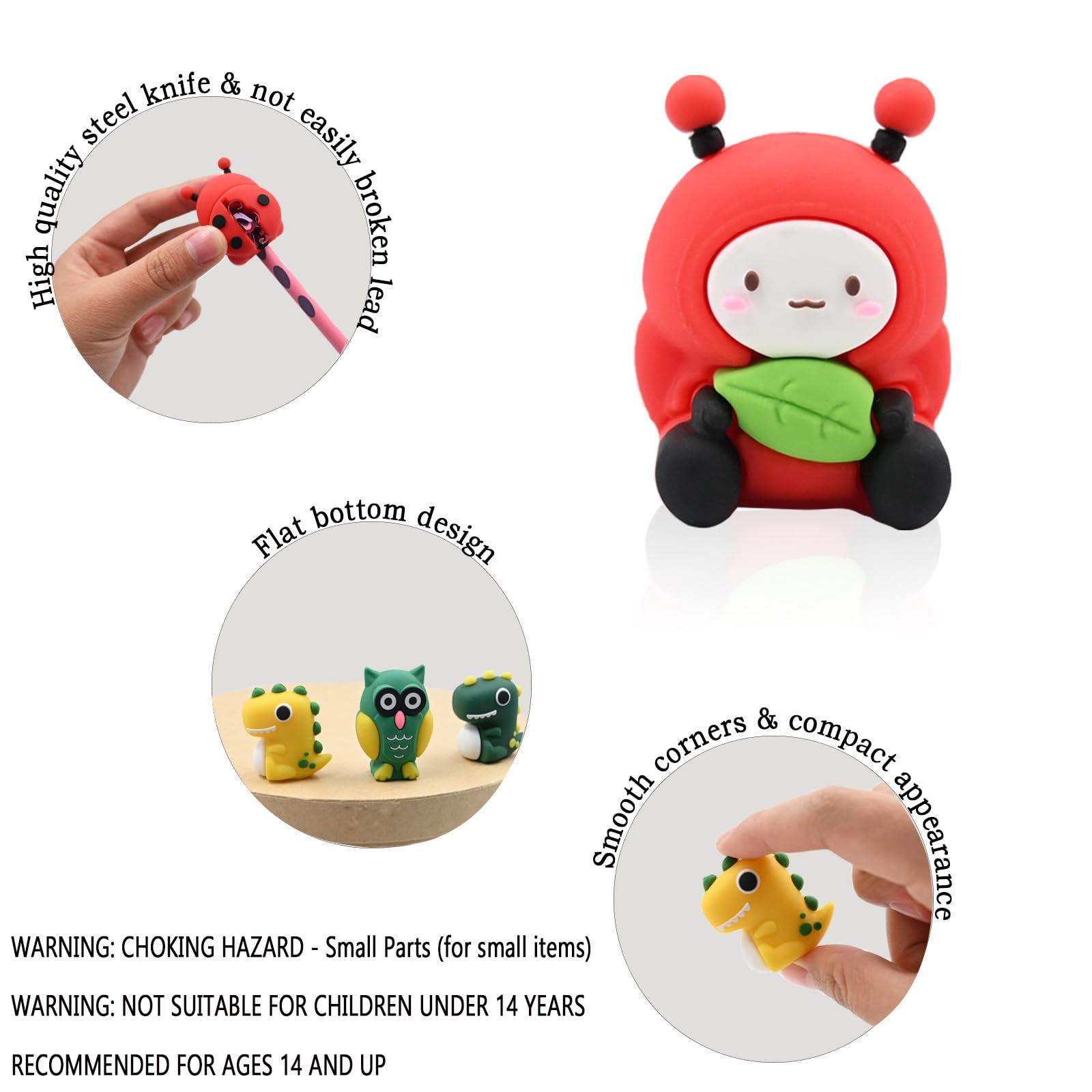 6 sacapuntas con diseño de animales de dibujos animados para niños, sacapuntas Kawaii pequeño, sacapuntas novedoso para estudiantes, regalos de papelería, suministros de oficina escolar
