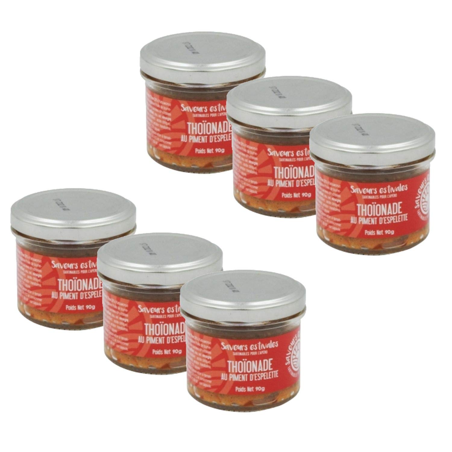 Lot 6x Thoionade au piment d'espelette - Saveurs estivales - boite 90g