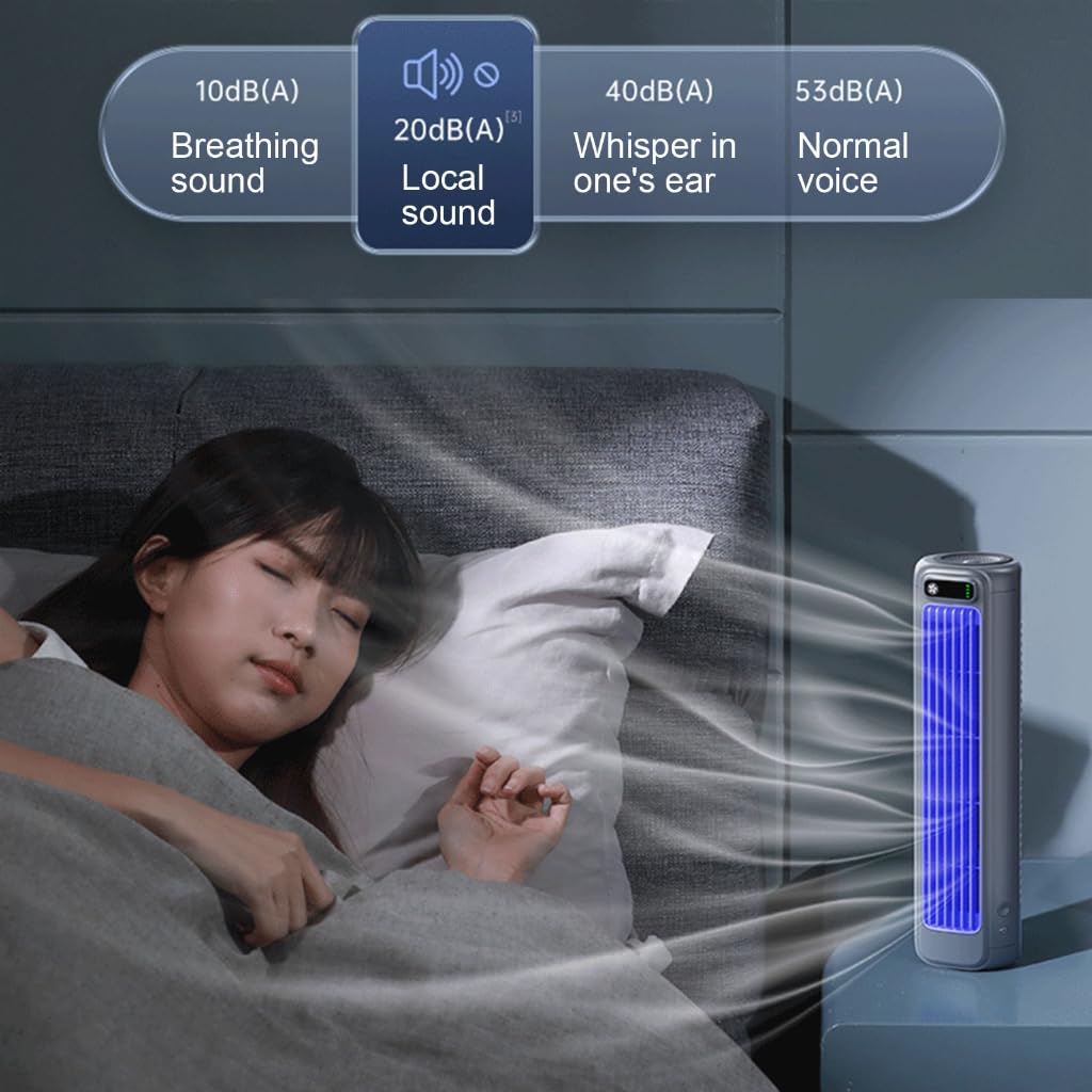 Ventilatore da tavolo silenzioso con velocità regolabile, ricaricabile, struttura ABS, adatto per uso multifunzionale in ufficio o a casa