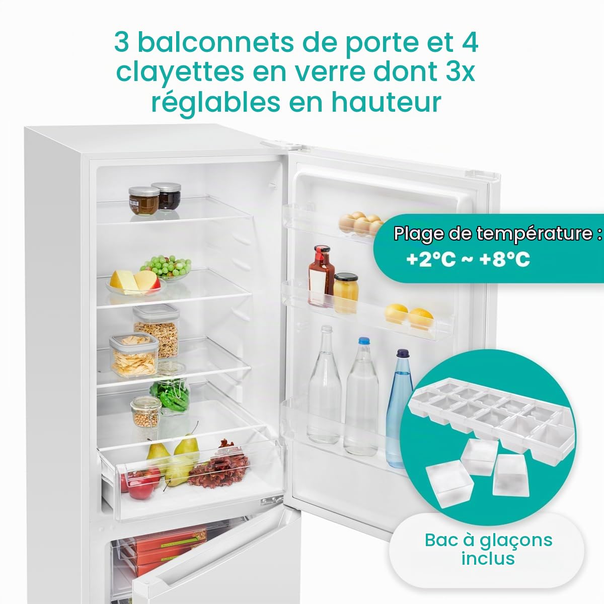 Bomann Réfrigérateur Congélateur 315 L KG 7357, Éclairage LED, Blanc