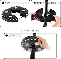 Vista 3 de Forlivese - Lámpara para sombrilla con 3 modos de brillo, inalámbrica, 28 luces LED a 200 lúmenes, alimentación de 4 pilas AA, luz de poste