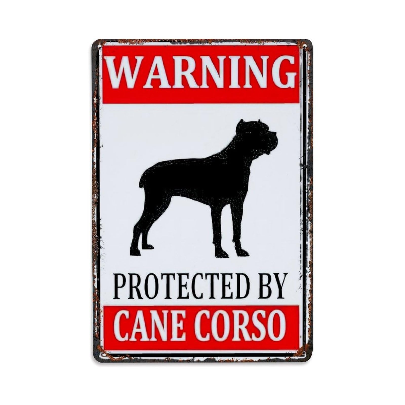 Jdfenggu Vintage Warning Protected By Cane Corso Retro Metal Tin Sign, Decor Art Poster For Bar, Home, Man Cave, Kitchen, Laundry Room Gift 8X12inch