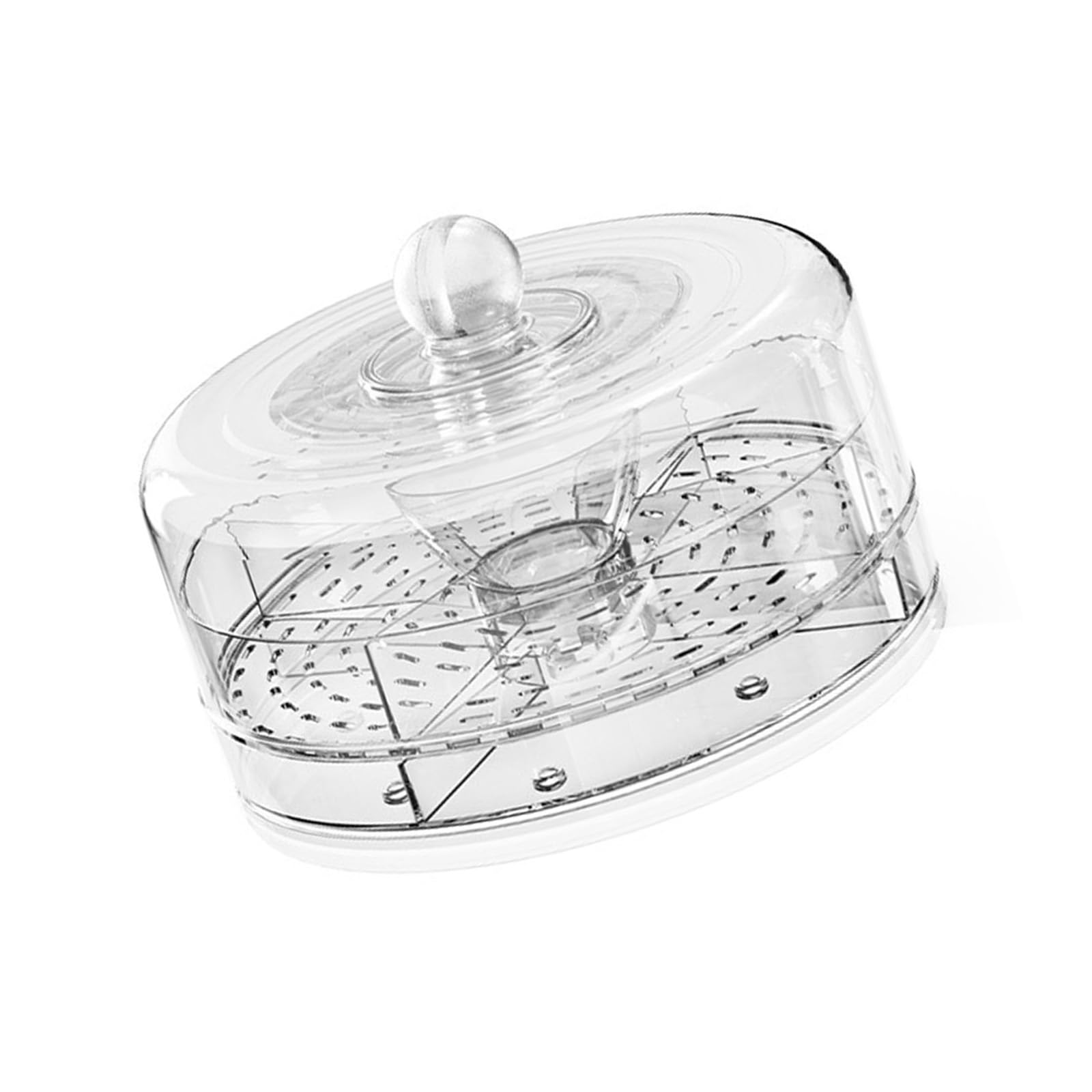 Chilled Rotating Buffet Tray with 4 Compartments Clear Shatterproofs Designs for Appetizers Salads Camping Trip Food Storage Container with Lid