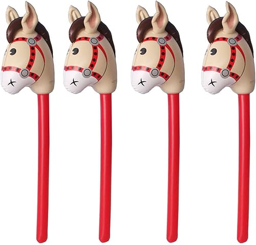 4 piezas de caballo inflable  Ponyvaquero occidentalcaballo, baby shower, decoración de fiesta de cumpleaños inflable de cabeza de caballo