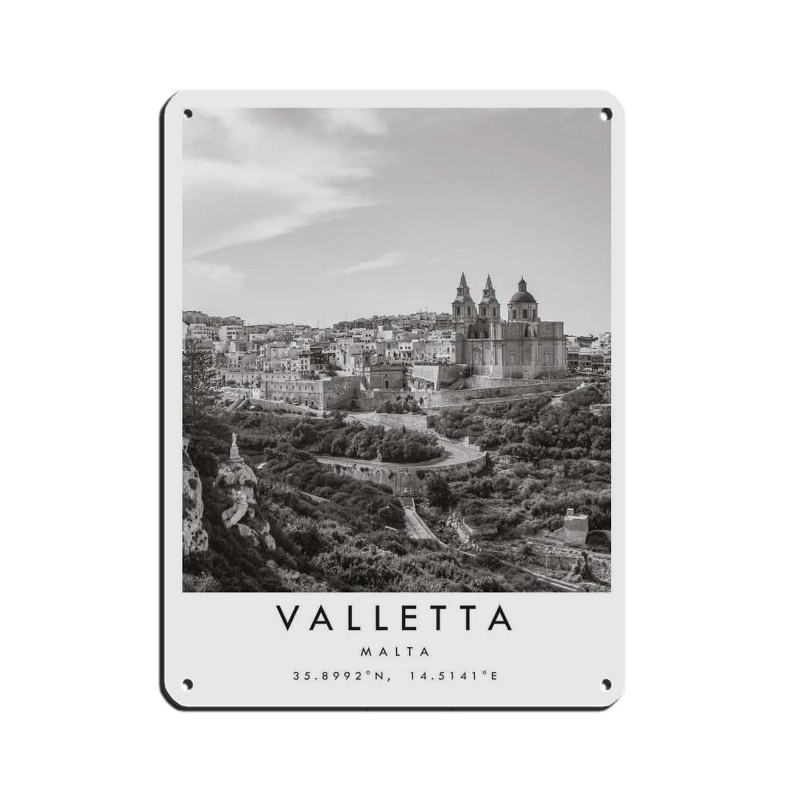 Valletta Travel, Malta Poster (3) Retro Poster Metal Tin Sign Chic Art Retro Iron Painting Bar People Cave Cafe Family Garage Poster Wall Decoration 12x16inch(30x40cm)